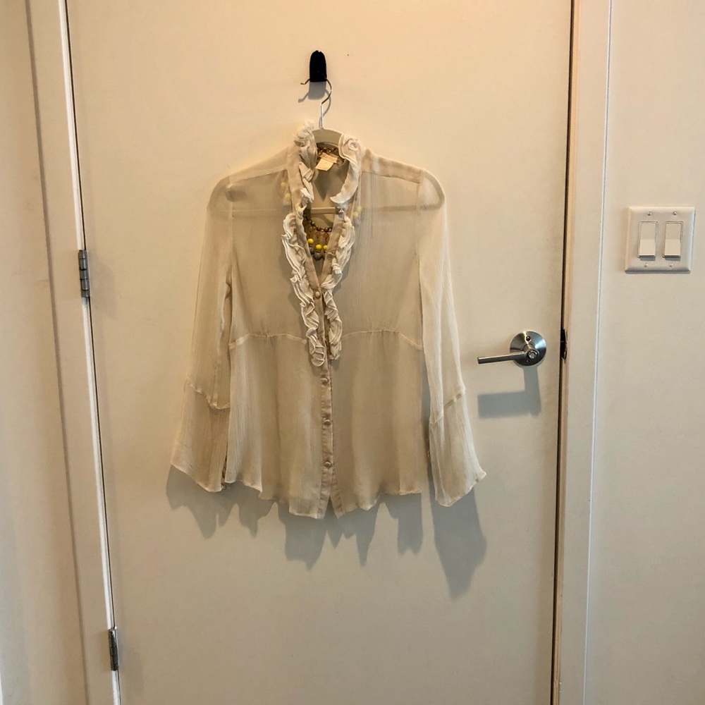 Boho Silk Blouse with ruffle detail